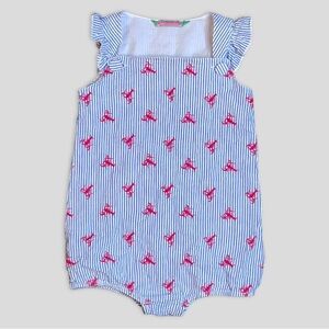 Sophie and Sam Lobster Print Seersucker Toddler Romper | 24M | Blue/White
